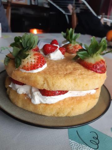 Something I have been putting off -  Strawberries and cream challenge cake - Kate F.