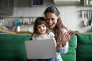 mother and child with laptop