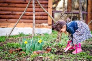 Young girl gardening