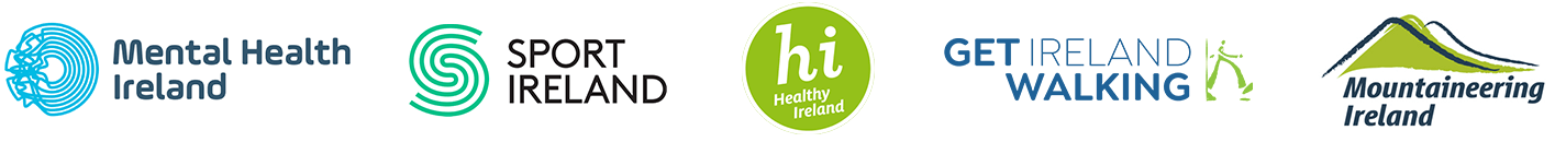 MHI, Sports Ireland, Healthy Ireland, Get Ireland Walking and Mountaineering Ireland logos