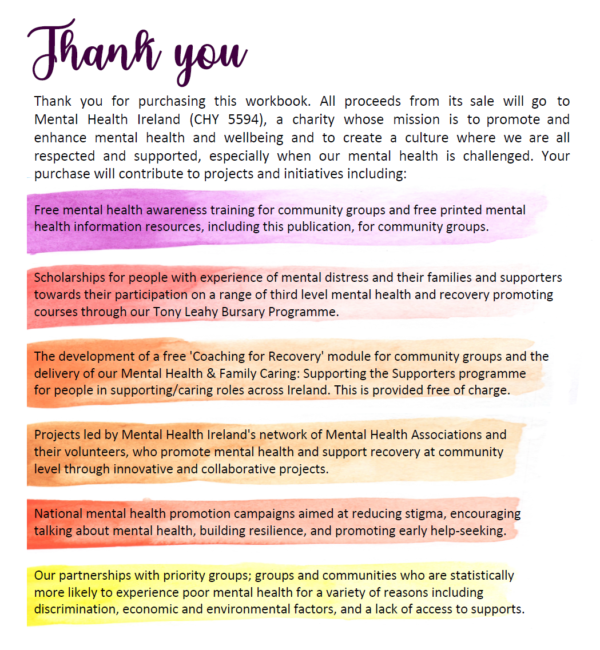Proceeds Information of the Creativity for Wellbeing Workbook