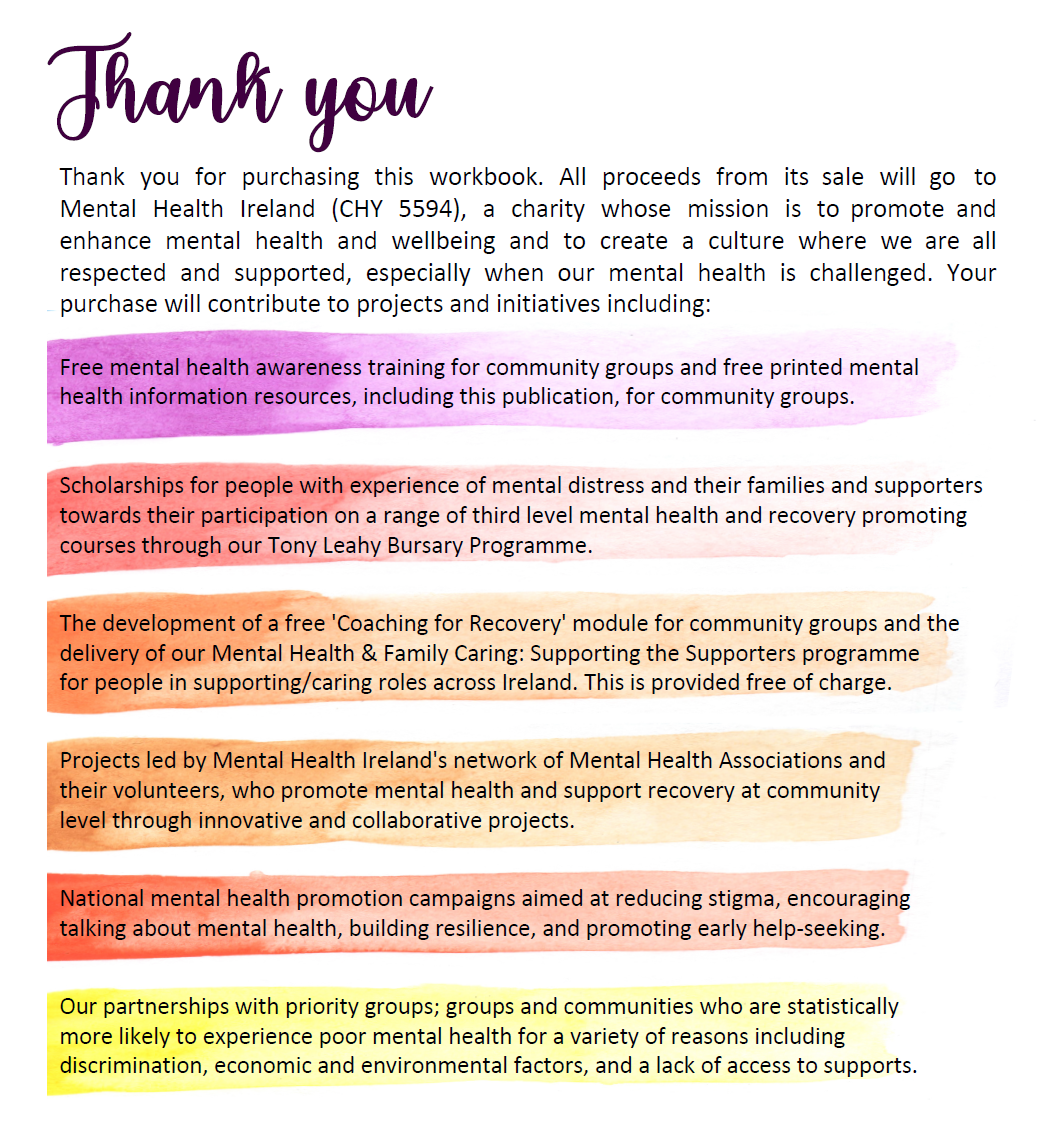 Proceeds Information of the Creativity for Wellbeing Workbook
