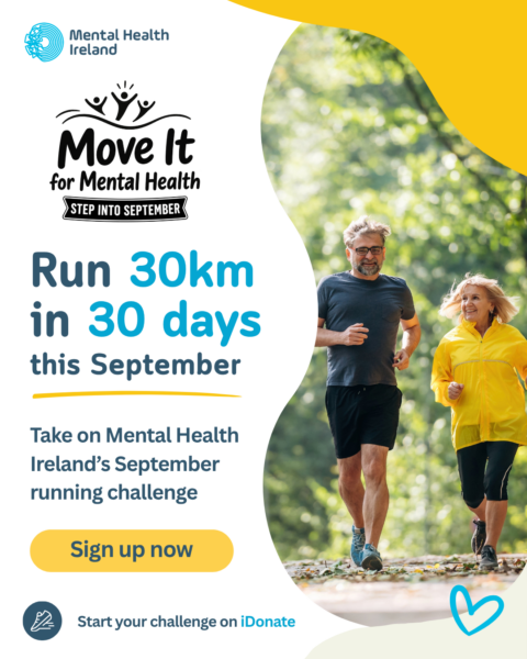 a poster with two people running and text that reads run 30km in 30 days